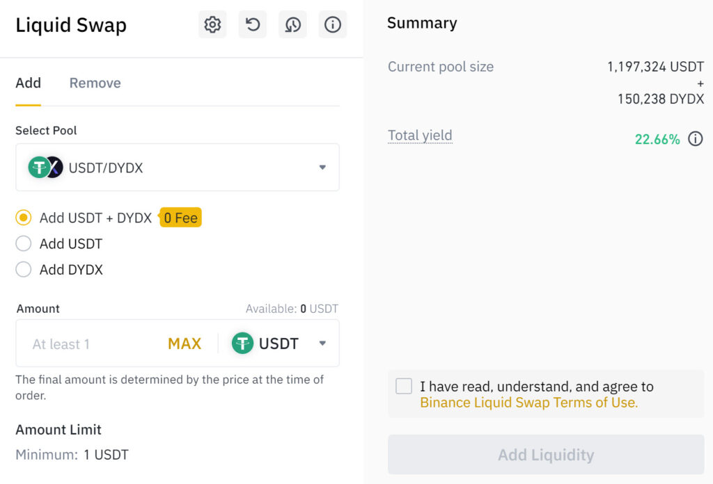 Adding Liquidity Liquid Swap