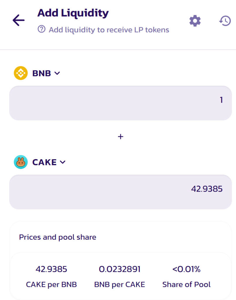 Adding liquidity PancakeSwap