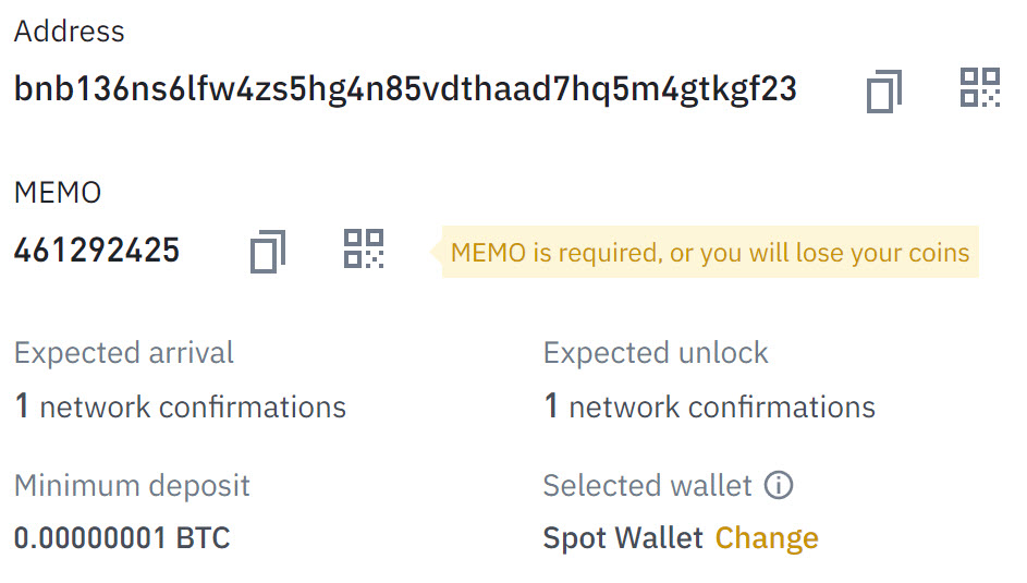 Deposit crypto step 2