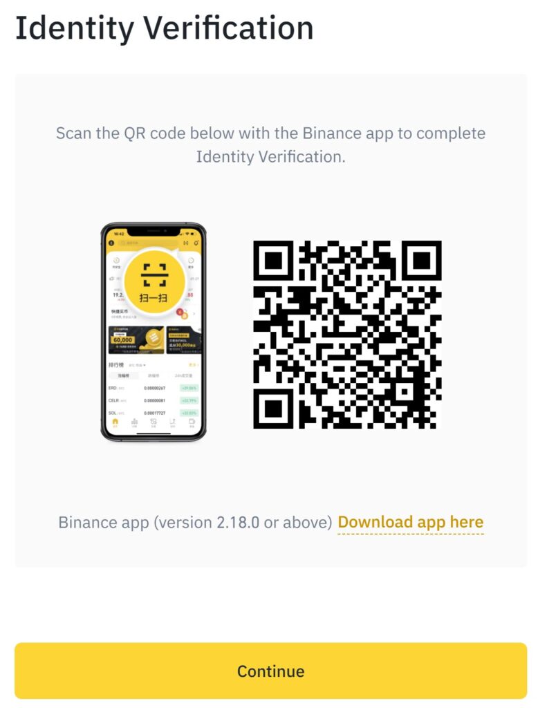 Identitiy verification Binance