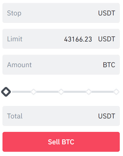 Stop limit sell order Binance