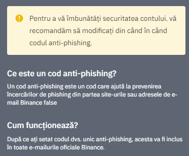 Cod de phishing Binance